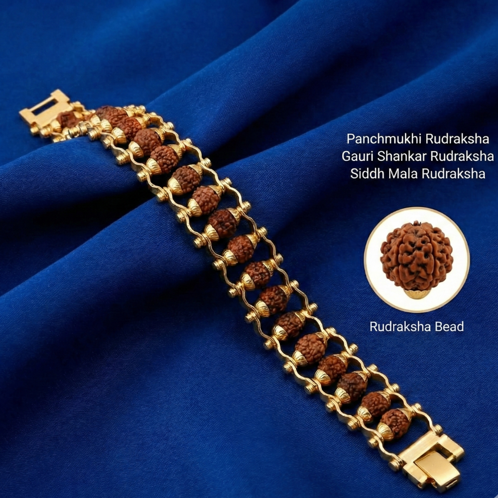 Gold Plated Modern Rudraksha Bracelet
