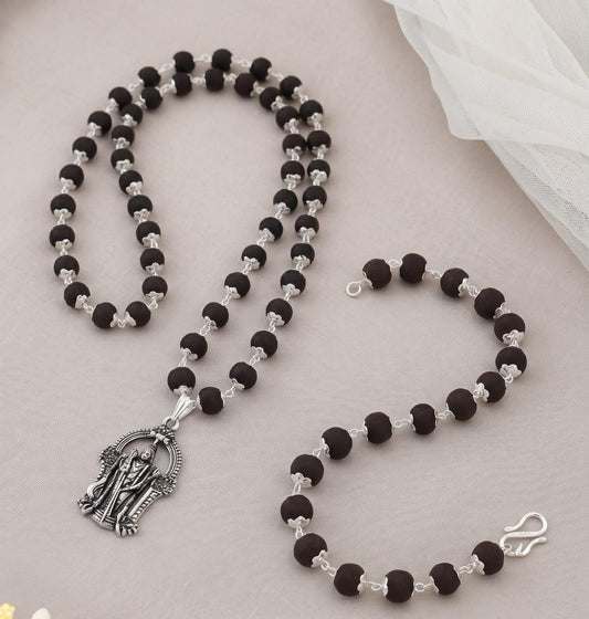 Silver Karungali Murugan Mala + Bracelet Combo Offer