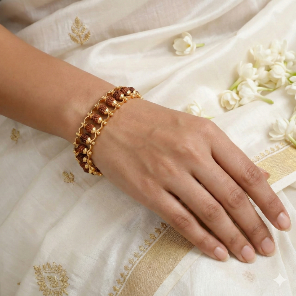 Gold Plated Modern Rudraksha Bracelet