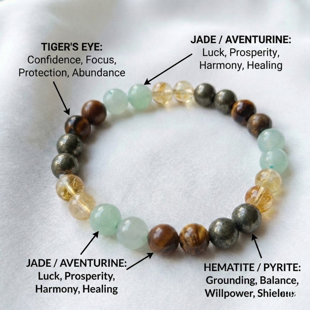 Money Magnet Pyrite  Fusion • Tiger Eye • Citrine • Green Aventurine