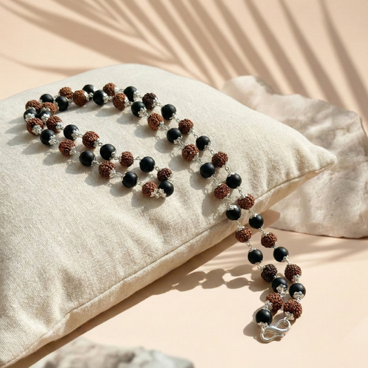 Panchmukhi Rudraksha & Karungali Beads Mala
