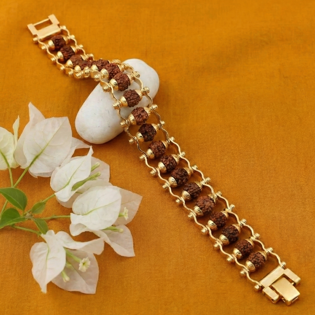 Gold Plated Modern Rudraksha Bracelet